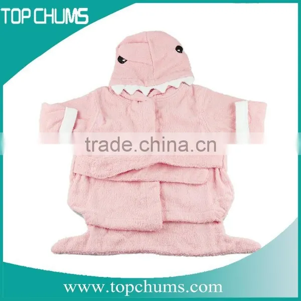 Wholesale Shark Hippo Frog 100% Cotton Coral Fleece Hooded Children Baby Kids Animal Bathrobe photo-3