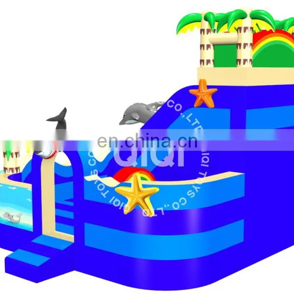 Commercial Grade Inflatable Water Slide Tropical Paradise Water Slide With Pool photo-2