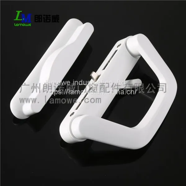 Double Style Zinc Alloy Sliding Door Handle Lock With Key Powder Coated for Black and White photo-3