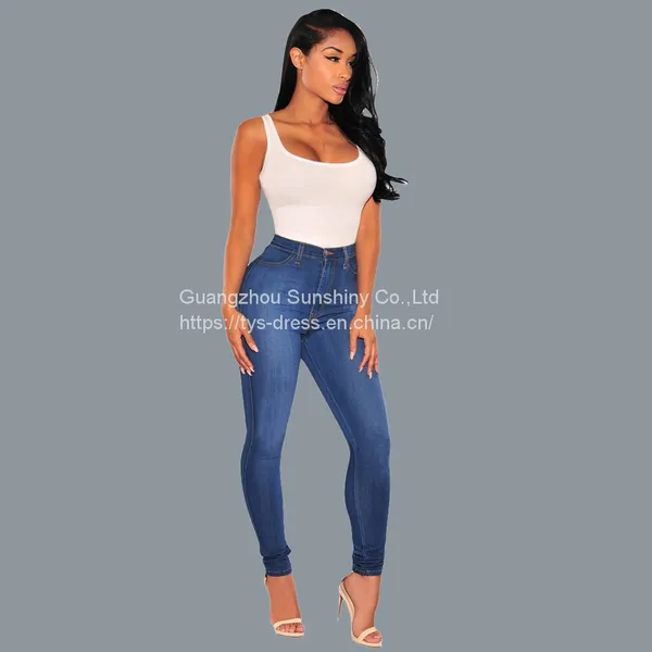 Customized Stretch Womens Denim Pants High Waist Skinny Jeans photo-4