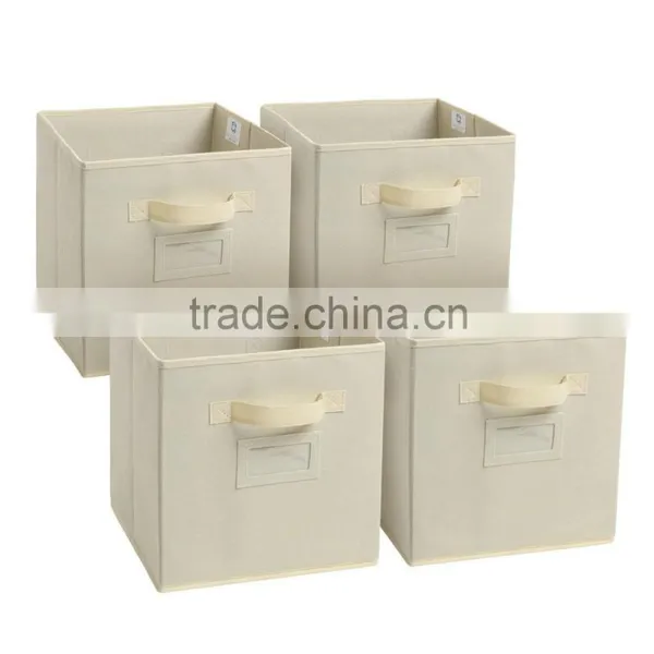 Fashion Red Colour Foldable Fabric Storage Box, Folding Basket Set of 4 photo-2