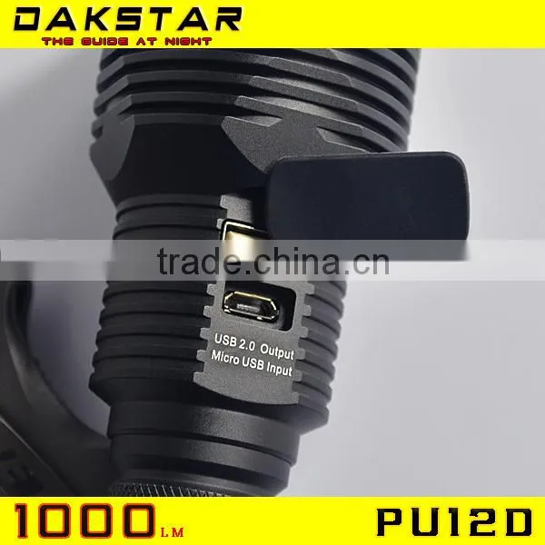 DAKSTAR PU12D 18650 Battery Micro USB Car Rechargeable Torch Power Bank With Flashlight