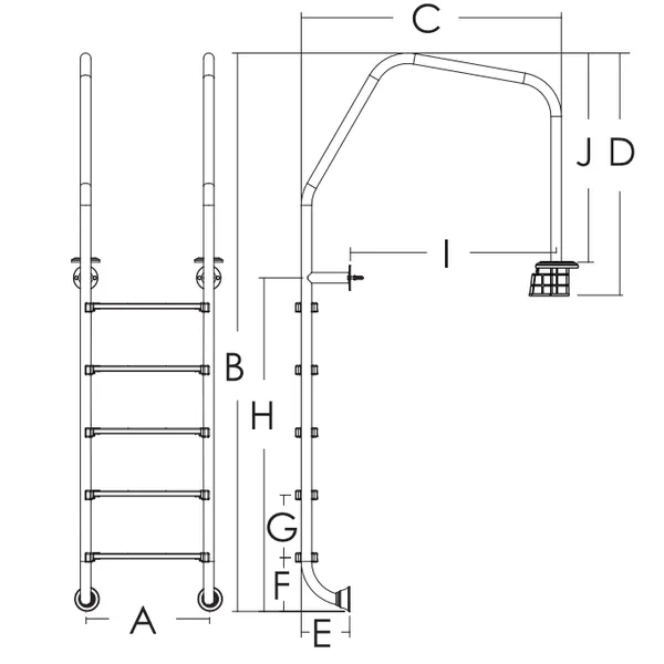Overflow Swimming Pool Ladder Stainless Steel Pool Ladder With 3 Step photo-5