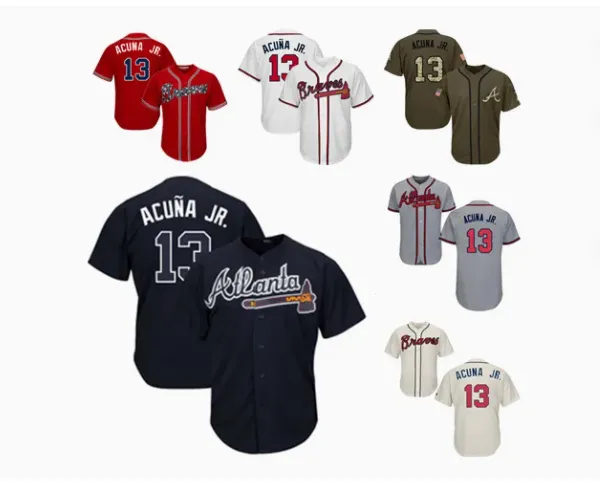 Braves Jerseys 13 Ronald Acuna Jr Baseball Jerseys MLB