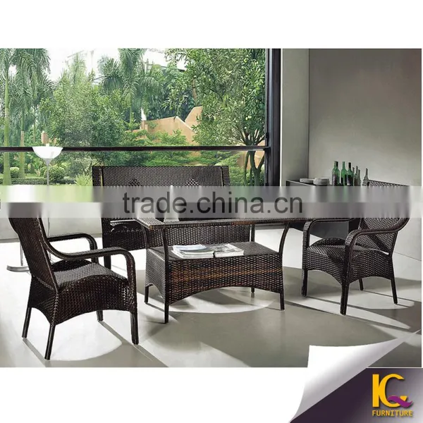 Aluminum Synthetic Rattan Outdoor Restaurant Dining Set With Waterproof Cushion photo-3
