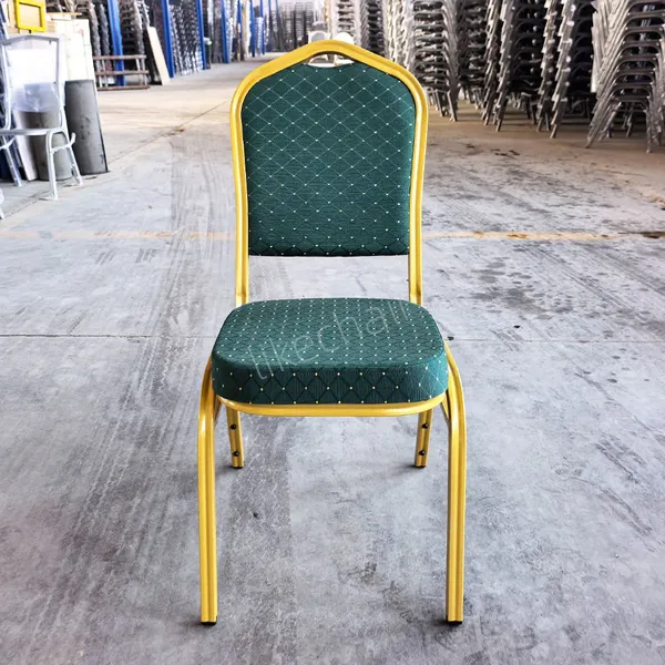 Stackable Banquet Chairs Golden Steel Frame Diamond Dot Fabric Cushion for Hotel Wedding Event photo-2