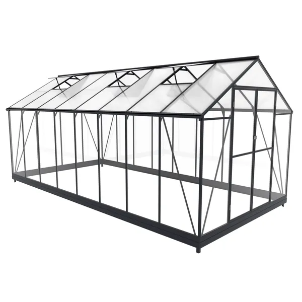 Large Outdoor Garden Greenhouse With Polycarbonate Panels Roof Vents and Aluminum Frame for All Season Growing