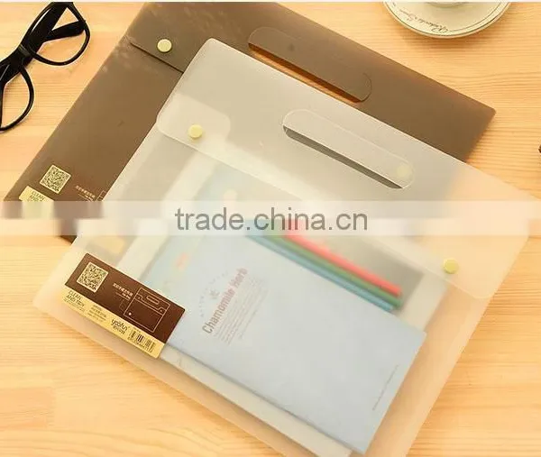 A4 Trasprent /frosted Fashion Portable Plastic File Box With Double Snap Button Suitable for Office Lady photo-3