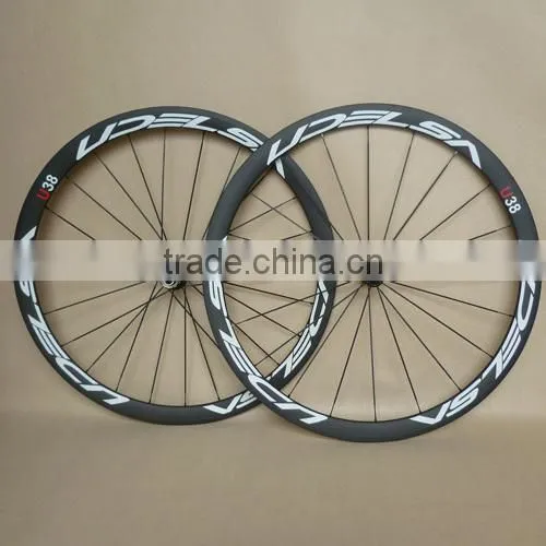 UDELSA Carbon Wheels 38mm Tubular 23mm Wide Road Bike Wheelset Bladed Spokes
