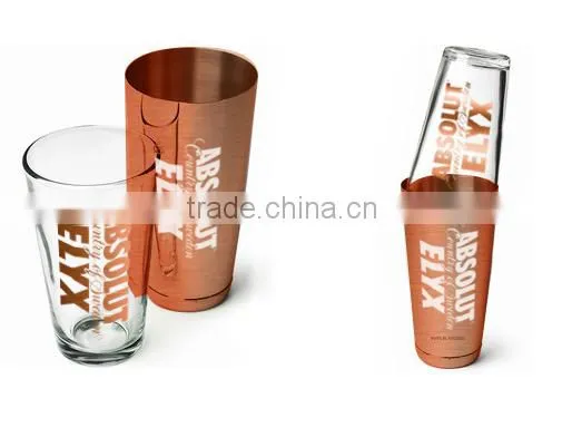 750ML New Design Full Color Decorated Stainless Steel and Glass Cocktail BOSTON Shaker photo-4