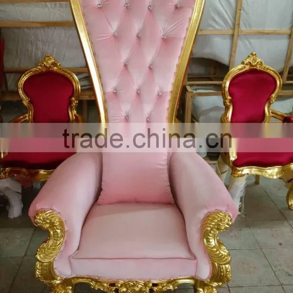 Cheap Golden Silver Classic Antique Reproduction Wooden Royal King Throne Chair photo-6