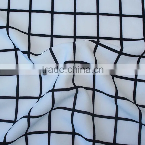 Men's t Shirt Fabric 4 Way Strench Plaid Printed Polyester Lycra Fabric photo-6