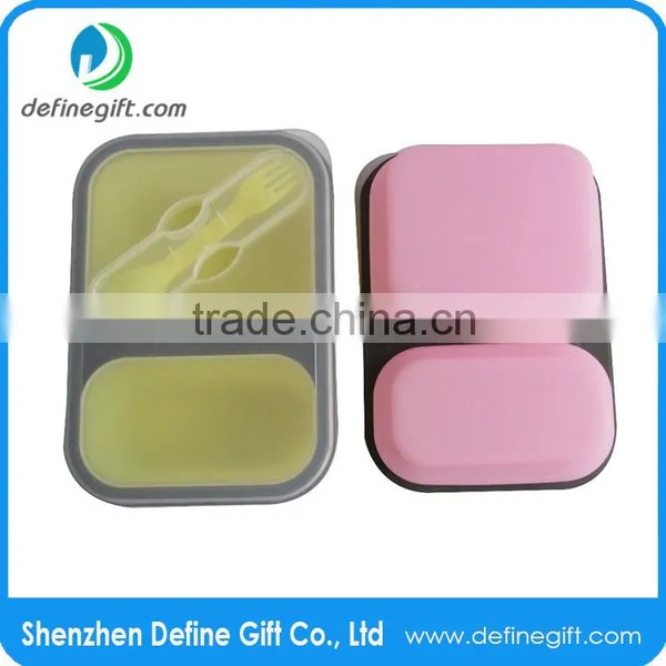 Non Stick Collapse Down After Lunch to Save Backpack Space Silicone Lunch Box Containers