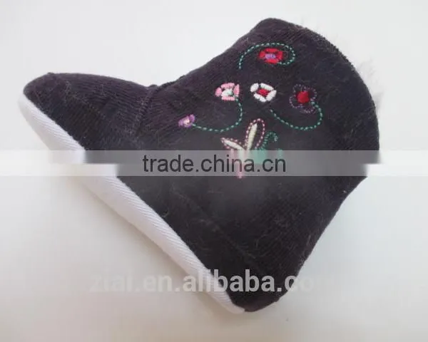 Wholesale Soft Dot Sole Cordury Baby Fabric Shoes Breathable Winter Fur Baby Girl Boots photo-5