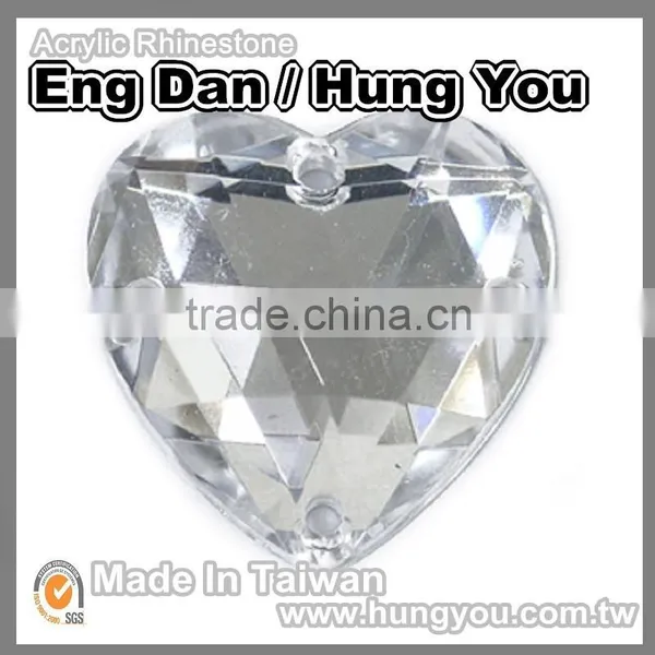 Bulk Wholesale 4 Holes Heart Shaped Sew On Acrylic Rhinestone With Silver Foil Back photo-6