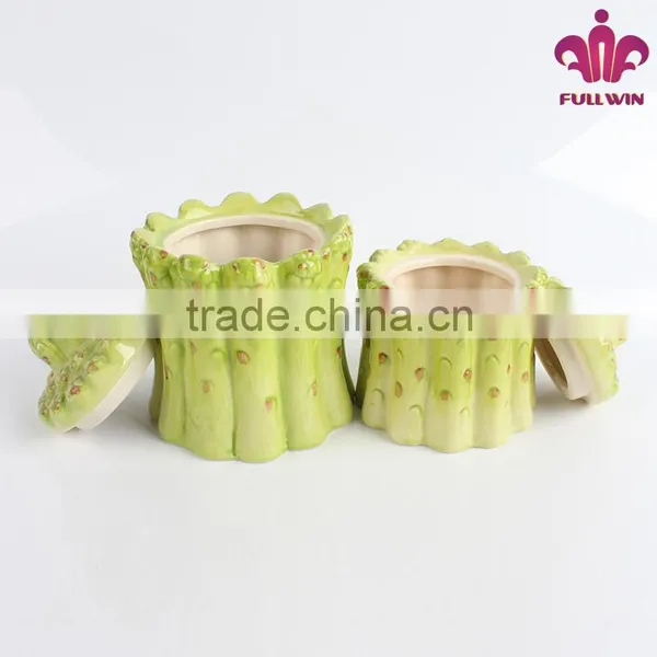 Factory Price Ceramicware Ceramic Canister With Bamboo Sprout Design photo-2