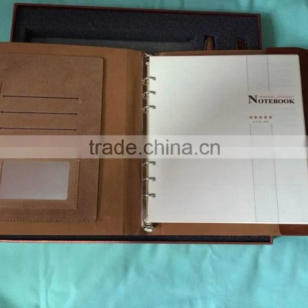 Professional Factory Customized Cheap Leather Loose Leaf Notebook, Spiral Bound Leather Notebook photo-6