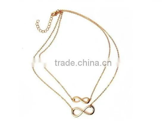 Fashion Charm Jewelry Chain Pendant Lucky Number 8 Clavicle Double-deck Necklace photo-2