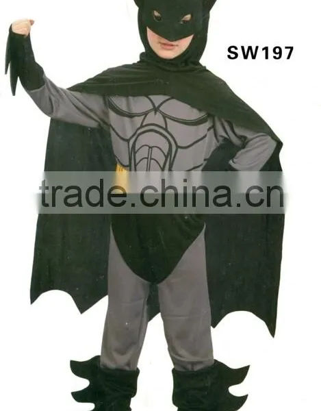 Hot Selling Halloween Sexy Bat Man Cosplay Costumes Kid Animal Costumes for Party in Black Color Role Playing Dance Suit Mask