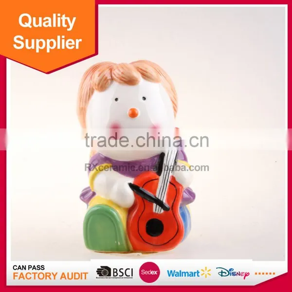Hot Selling New Design Playing Musical Instruments Shape Lovely Ceramic Coin Box photo-3