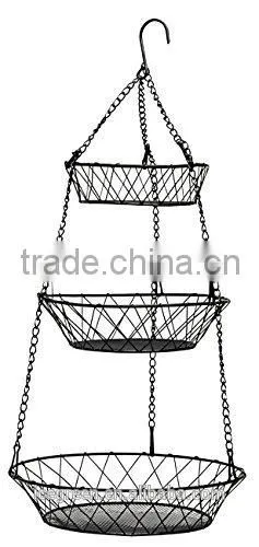 3-Tier Round Iron Hanging Basket photo-2