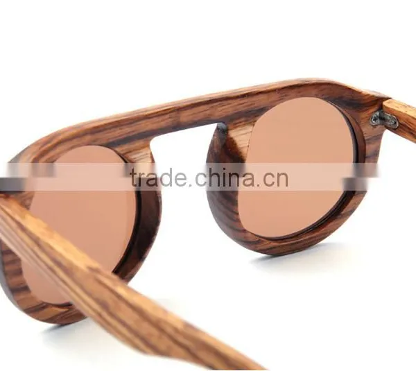 New Style Handmade Natural Bamboo Wood Round Frame Wooden Sunglasses for Women photo-5