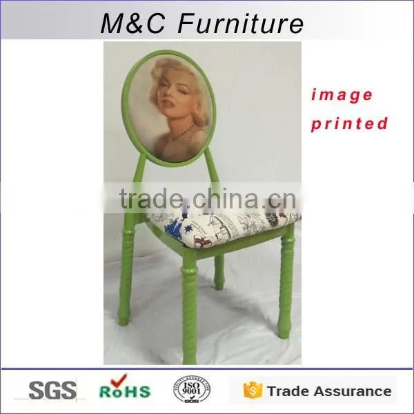 Living Room Antique Type Cloth Chair in Green Steel Material