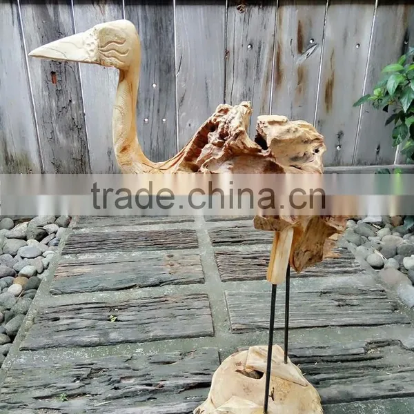 Teak Wood Standing Stork Animal Series Home Decoration photo-2