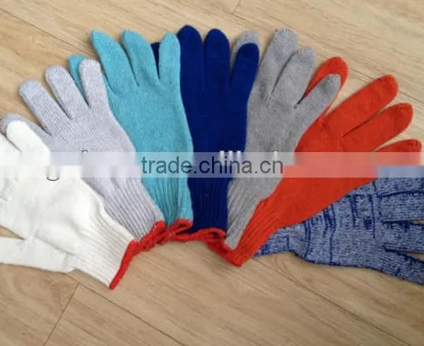 2013 Cotton Knited Nature Bleached White Working Safety Gloves With Custom Made