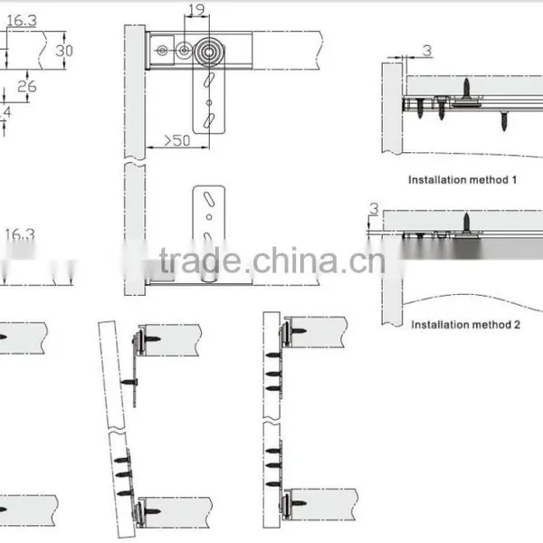 Wooden Wardrobe Outer Hanging Sliding Door Hardware for Light Wardrobe Door photo-2