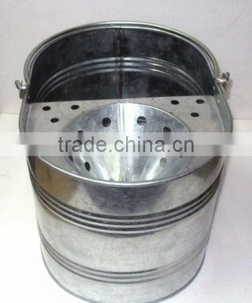 16 L Galvanised House Hold Seamless Mop Bucket With Wringer, Metal Mop Bucket, Galvanized Mop Bucket photo-4