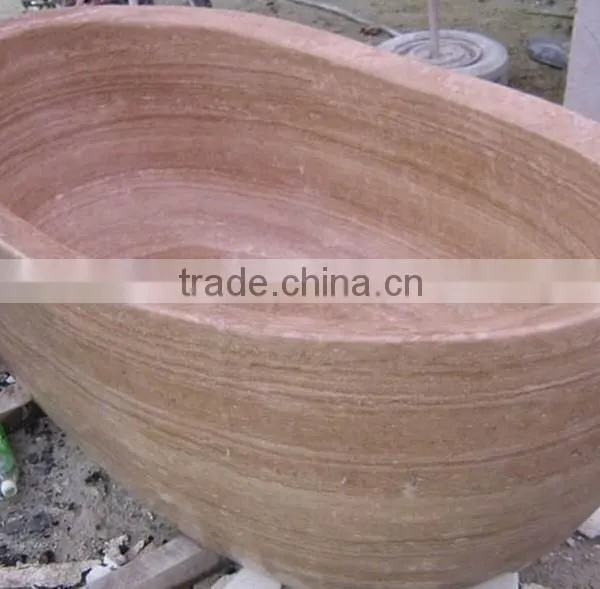 Half Hand Carved Freestanding Stone Bathtub photo-5
