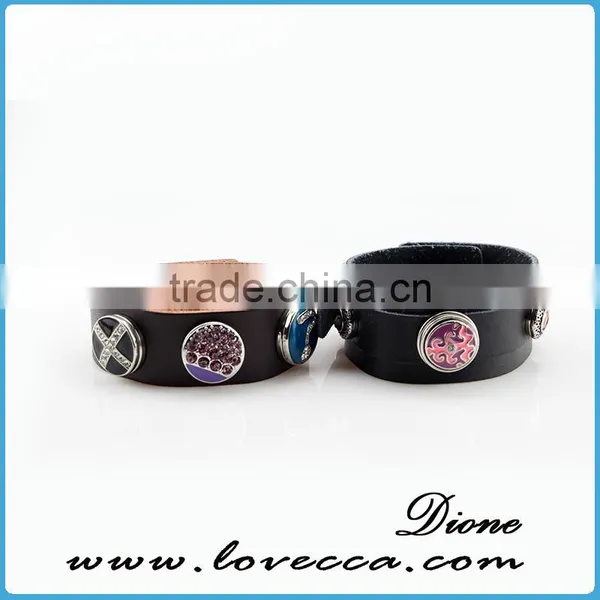 Wholesale 18mm Snap Charm Leather Snap Button Bracelet
