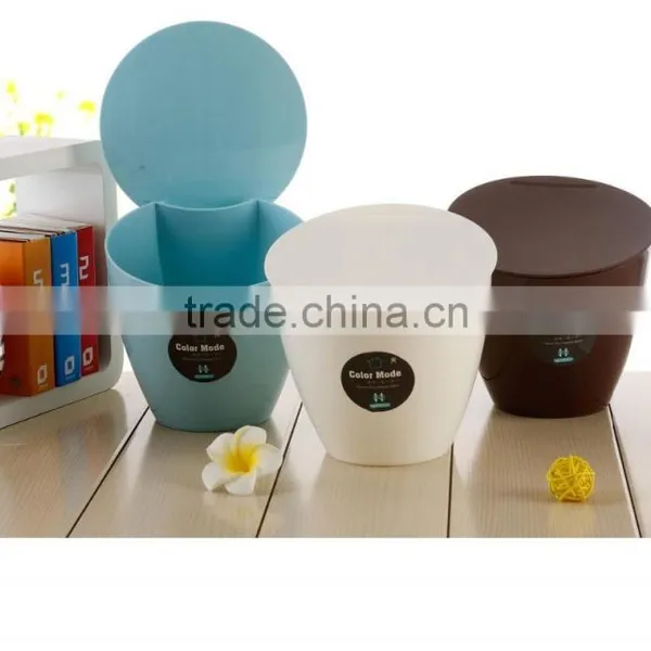 Pure Color Plastic Round Trash Can /ash-bin/plastic Waste Container for Home Use photo-6