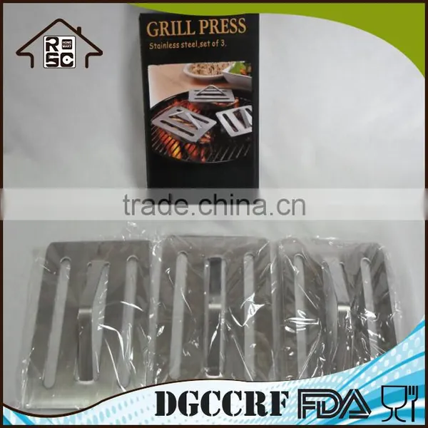 3-Piece BBQ Tool Cast Iron Grill Press,Stainless Steel Meat Press photo-3