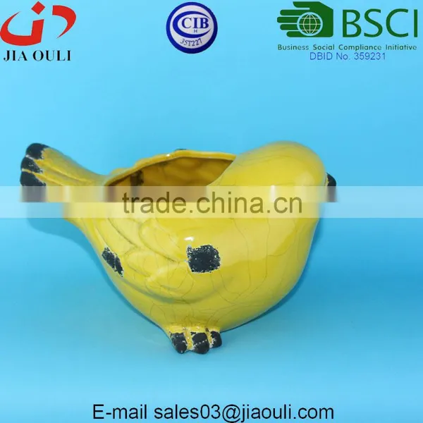BSCI Audit Factory Antique Ceramic Yellow Bird, Animal Planter Pot Bird Flower Pot photo-3