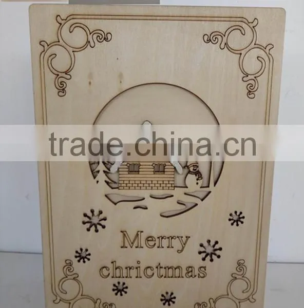 Christmas Laser Wooden Engraving Book LED Box Gift photo-3
