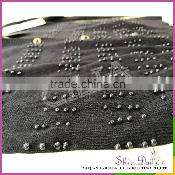 Factory Directly Wholesale Girl v Neck Knitting Sweater Coat With Peal photo-5