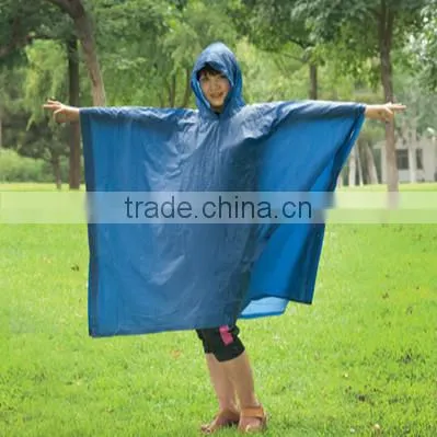 Blue Waterproof Reusable PVC Mexican Poncho photo-3