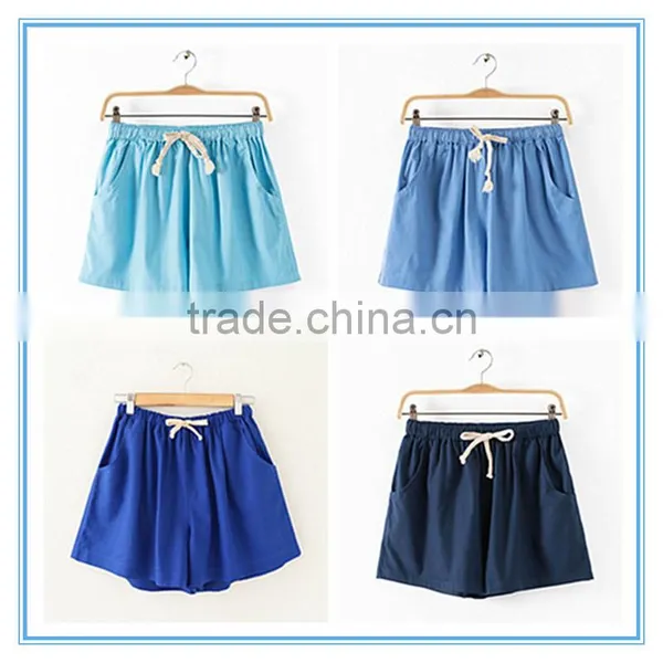 Wholesale Women Summer Beach Girl Cotton Linen Shorts 15 Colors Plus Size photo-4