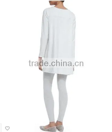 Scoop Neckline Longline Women's Tees/Hem Falls to Upper Thigh Loose Fit t Shirt for Ladies photo-3