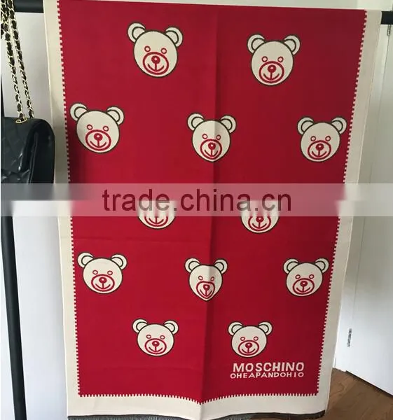 2017 New Model Yong Ladies Scarf Printed Bear Pattern Imitated Cashmere Material 190*65cm Girl Cappa photo-4