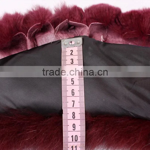 Myfur Newest Design Fashion Wine Red Color Soft Fox Body Fur Long Collar photo-4