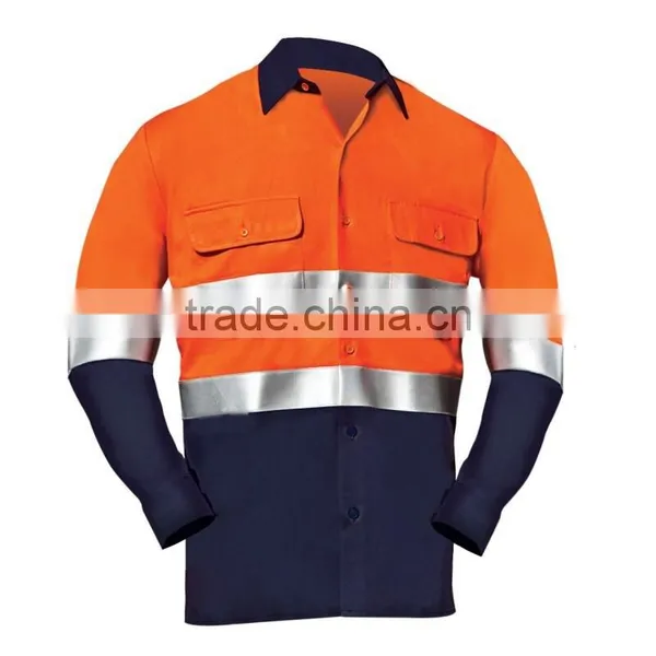 Hi-vis Mens Two Tone 100 Cotton Work Shirts photo-5