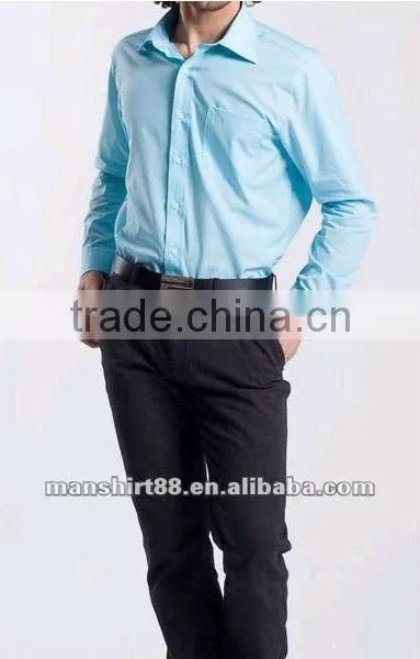 2016 Light Blue Elegant Style Linen / Cotton Shirt With Peaked Collar photo-3