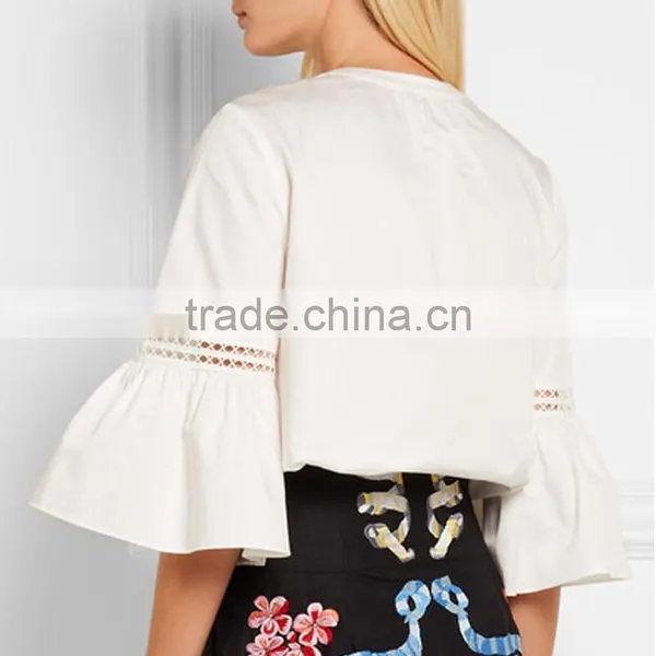 Wholesale Adult Milk White Raglan Shirt With Ruffle Sleeve photo-2