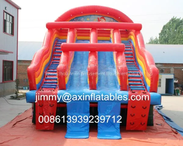 0.55MM Plato PVC Tarpaulin Giant Commercial Rainbow Inflatable Water Slide For Adults photo-3