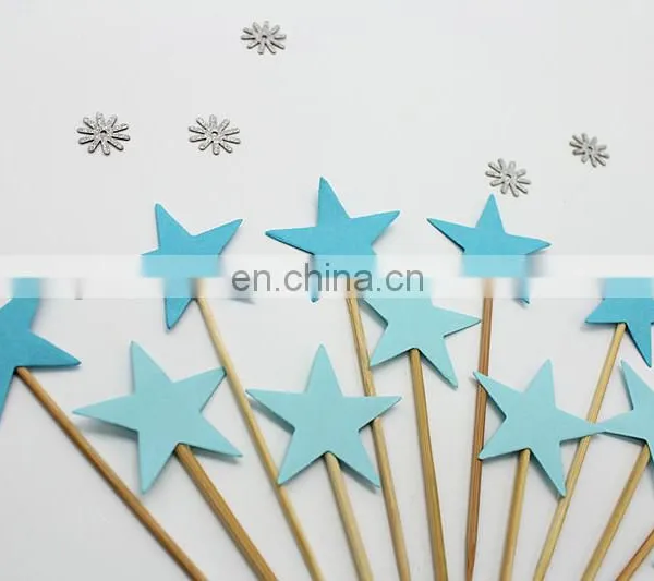 Blue Stars Cupcake Topper Birthday Party Cake Decorations photo-6
