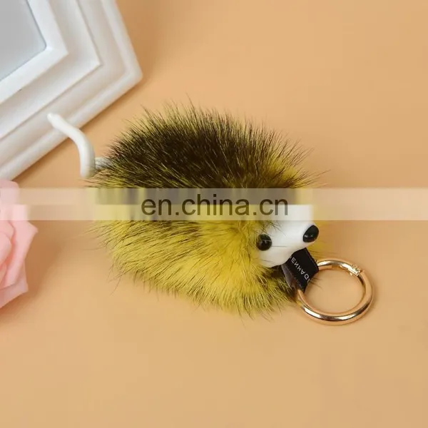 New Mink FurKeychain Small Hedgehog Fur Car Bag Pendant photo-5