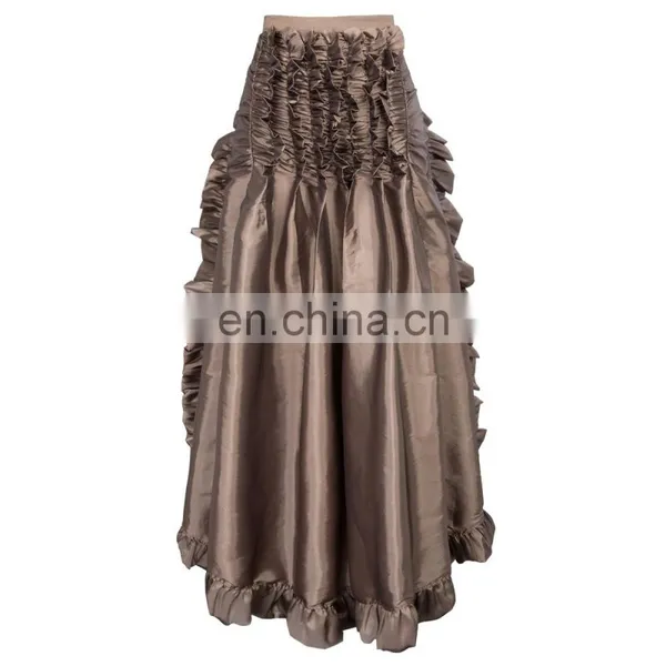 Belle Poque Steampunk Retro Victorian Beaver Punk Cincher Lace up Long Ruffle Open Pencil Skirt BP000206-2 photo-2